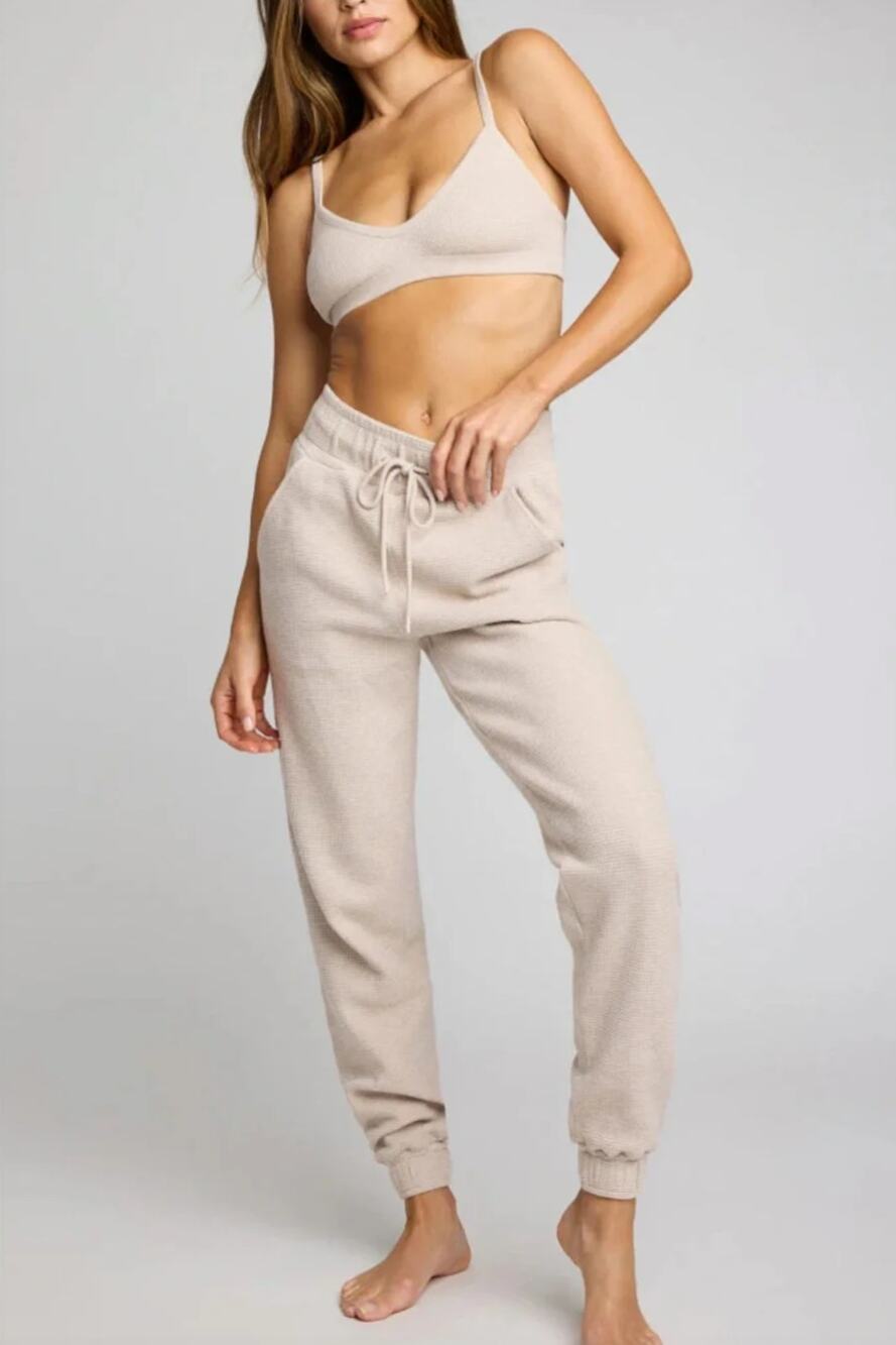 negative underwear waffle knit joggers in sand